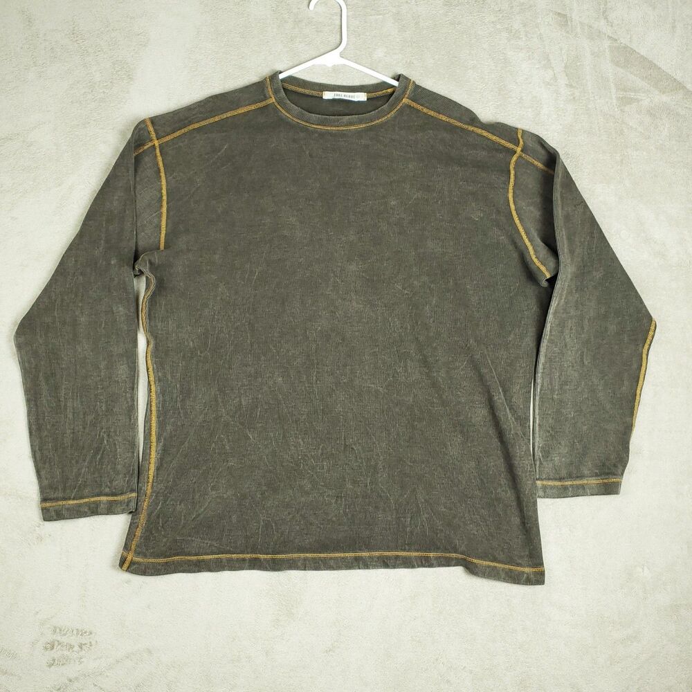 Jake Agave Shirt Mens Large Brown Long Sleeve Crew Neck Contrast Stitch Tee